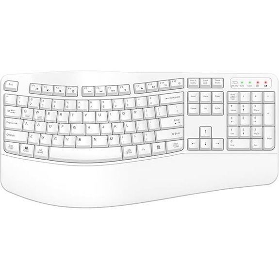 Ergonomic Wireless Keyboard with Wrist Rest (White)