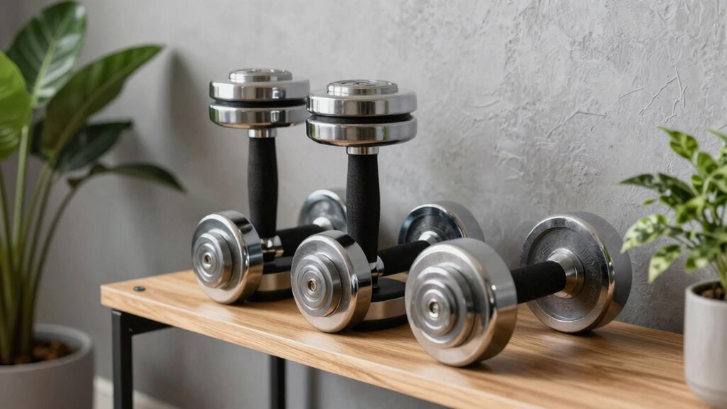 compact space saving dumbbells