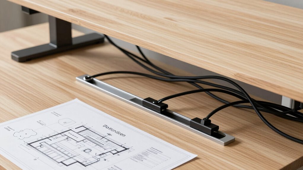 organize standing desk cables