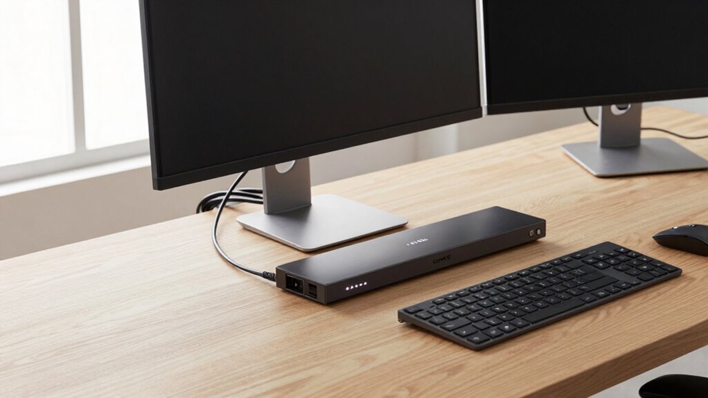 two computer desk organization